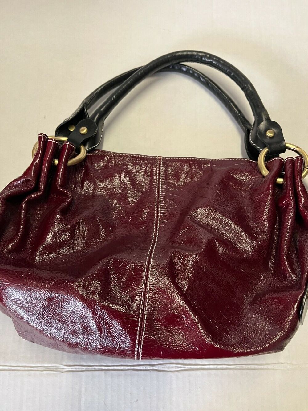 Puntotres Women's Handbag Deep Maroon Leather